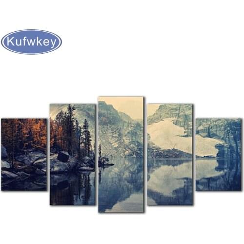5pcs 5d diy Diamond Painting Cross Stitch forest landscape Diamond Mosaic diamond painting full Diamond Embroidery Patterns