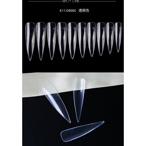 500pcs/bag 10 sizes Clear V Straight Full Nail Salon Tips French False Nail Tip Fake Toenail Tip Manicuring Accessories