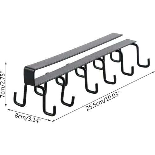 50LB Kitchen Double-Row Hook Wrought Iron Hanging Cup Holder Household Punch-Free Wall Cabinet Hook Spatula Rack Cup Storage