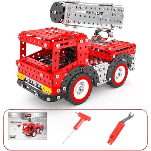 612Pcs 3D Metal Puzzle Fire Truck Building Model Kit Assembly Jigsaw Toy Assemble Educational Toys Kids Adults Gift Collection