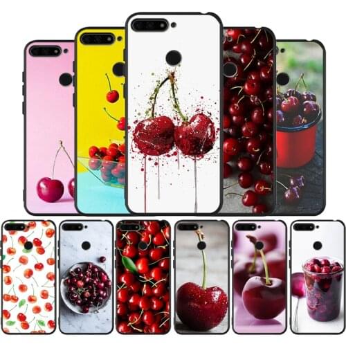 Cherry black Silicone Phone Case For Huawei honor 30 20 Pro 8 8X 9 10 20 Lite Mate 10 20 30 Lite Pro cover