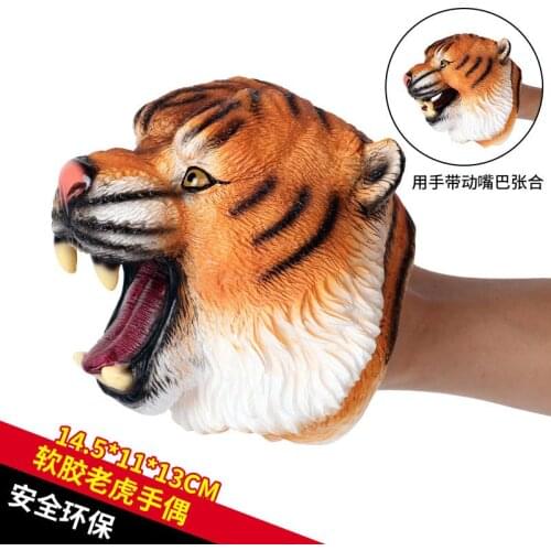 Children Animals Hand Puppet for Stories Soft Rubber Tiger Head Hand Puppet Realistic Dolphin Model Figure Toy Christmas Gift