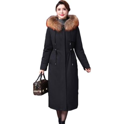 Long Warm Parka Coat Womens 2019 Winter New Down Coats Plus Size Female Big Fur Collar Down Jackets Ladies Thicken Down Overcoat