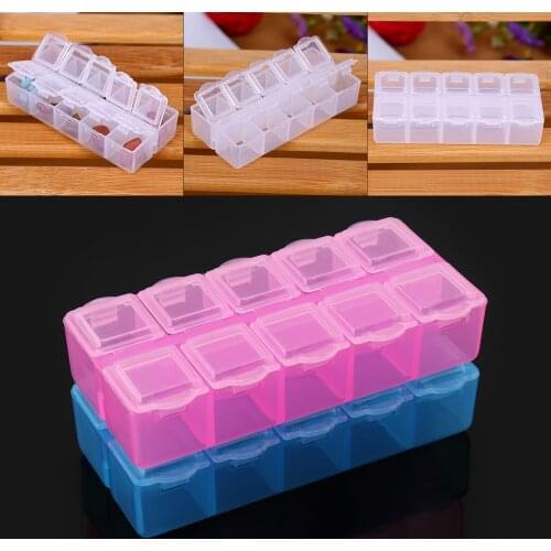 3 Colors Small 10 Grid PP Double Row Multipurpose Organizer Container Storage Box Fit for Household Daily Cosmetic Jewelry Tool