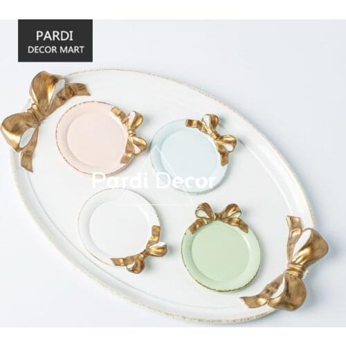 Hot sale Italian style Retro bowknot plate cake dessert plate fruit plate 1pc/lot