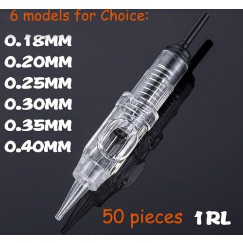 50pcs Easy Click Universal 0.18/0.2/0.25/0.3/0.35/0.4MM 1RL Permanent Makeup Cartridge Needles 600D-G for Eyebrow Tattoo Machine