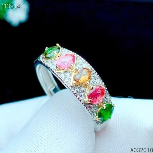 KJJEAXCMY fine jewelry 925 sterling silver inlaid natural tourmaline luxury new Womans ring Support test hot selling