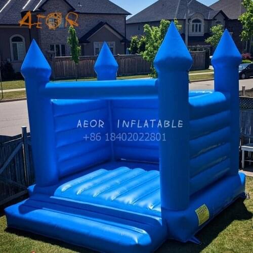 Commercial Blue wedding castle White moon bounce house/bridal bounce for wedding Party