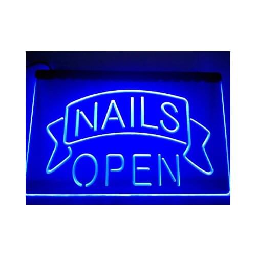 LK392- Nails Open Beauty Salon LED Neon Light Sign home decor crafts