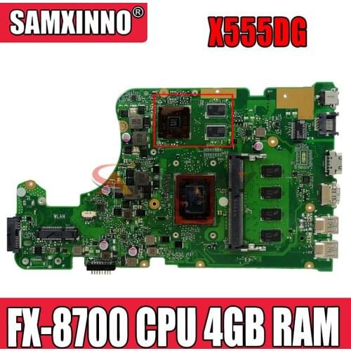 Akemy For Asus X555YI X555D A555D X555Y X555DG notebook mainboard with FX-8700 CPU 4GB RAM X555DG laptop motherboard tested OK
