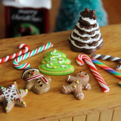 1/6 Scale Miniature Dollhouse Christmas Cookies & Mini Candy Cane for Barbies Blyth Doll Food Kitchen Accessories Toy