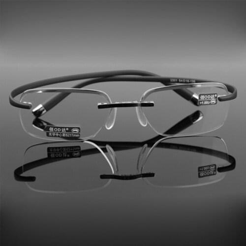 Mens business TR90 resin reading glasses ultra light frameless trimming anti-fall anti-bending reading glasses