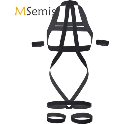 Mens Lingerie Body Chest Harness Belt Elastic Jockstrap Strap Halter Bodysuit for Nightclub Pole Dancing Stage Performance