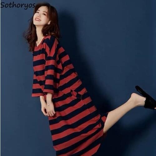 Nightgowns Women Summer Oversize 6XL Loose Homewear Striped Korean Style Womens Letter Printed Long Pyjamas Simple Casual Chic