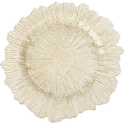 New Glass Plates Dining Table Plate Snack Plate Platter Snack Dish Fruit Tray Wedding Reception Decoration Gold