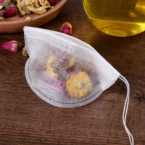 100Pcs Disposable Teabag Dried Flower Herb Tea Drawstring Storage Pouch Tea Strainer Bags