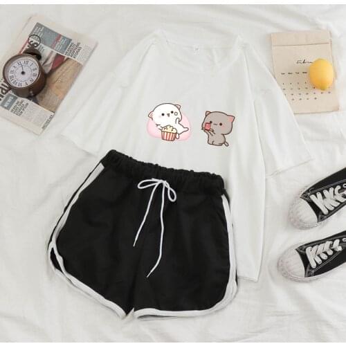 Sleepwear Two Piece Pajama Set Y2K Short Sleeve T Shirt and Shorts Women Soft Shorts Set for Women Casual Summer Nightgown Girls