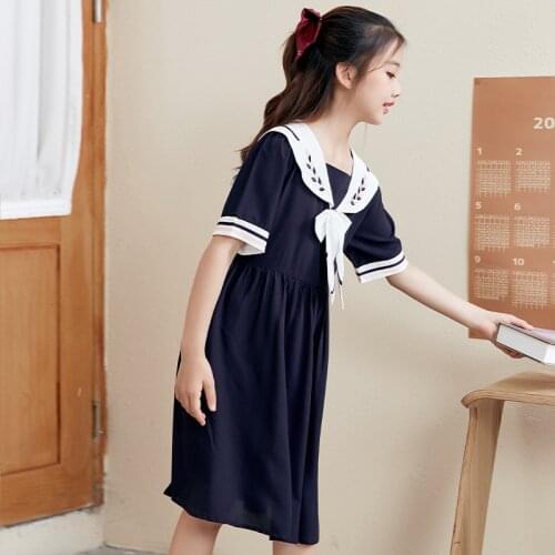 2021 Girl Dress Summer Chiffon Princess Dress Elegant Bownot Kids Dresses for Girls 6 8 10 12 14 16 Years Childrens Clothing