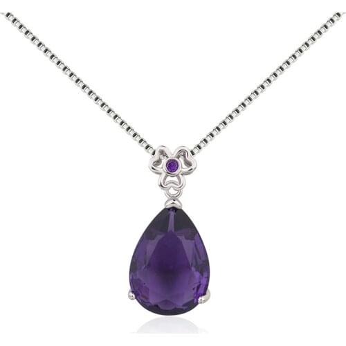 925 Sterling Silver 2 Carats natural amethyst Pendant Women Natural purple Gemstone 45cm Necklace Jewelry Pendant party gifts