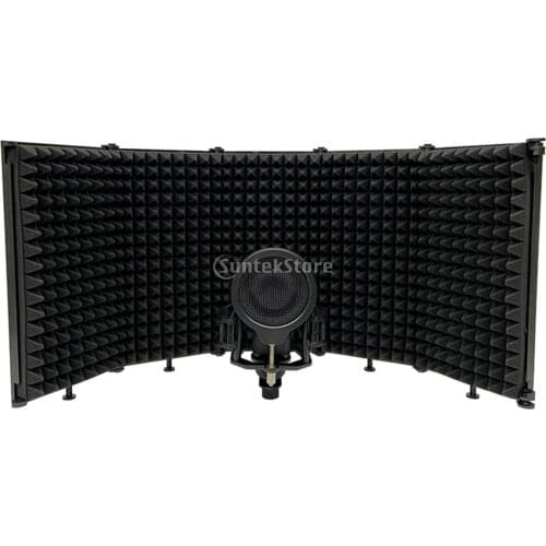 Adjustable 5 Panel Microphone Isolation Shield Vocal Booth Foldable Studio Recording Mic Filter for Recording Sound Broadcast