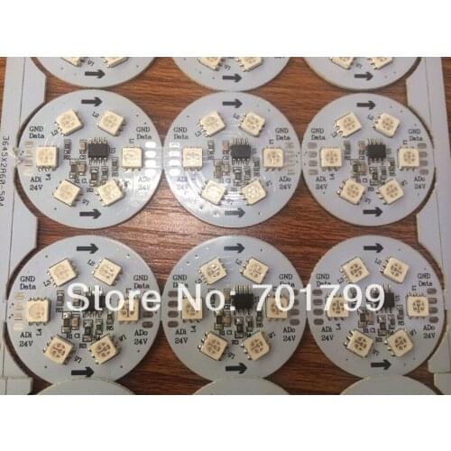 WS2821A DC24V PCBA;6pcs 5050 SMD RGB LED;1.44W;parallel-single wire-three channels-256gray level-constant current led driver IC