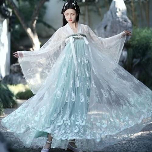 XinHuaEase Large Size Hanfu Womens Dresses Breast Length Ru Skirt 100kg Large Sleeve Shirt Embroidered Oversized Long Autumn