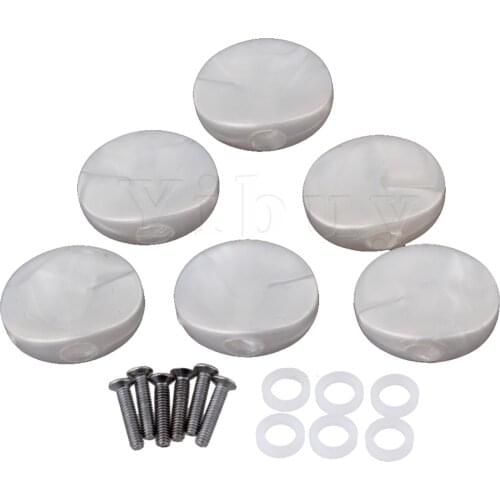 Yibuy Oval Shape White Guitar Plastic String Tuning Pegs Tuners Machine Heads Set of 6