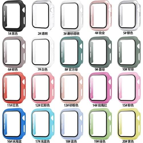 10Sets Novelty Colors Glass+Bumper Cover For iWatch5 6 38/40/42/44mm Impact Watch Case Full Body Shell Protection