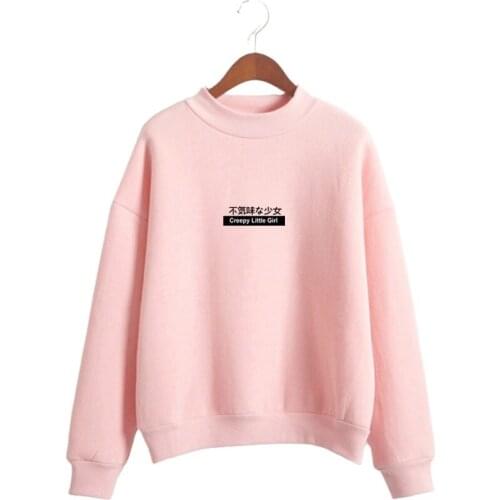 Women Sweatshirts Letter Print Harakuju Hoodies Long Sleeve Turtleneck Pullover Streetwear Tracksuits Korean Female Basic Tops