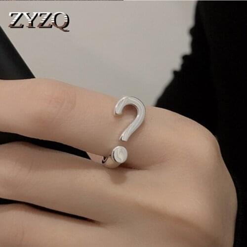 ZYZQ idiographic Question Mark Gold Color Opening Ring simple Symbol adjustable Knuckle Ring Hip Hop Ring Jewelry For Women