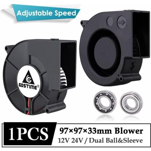 1Pcs Gdstime DC 12V 24V 97x33mm Turbo Blower Centrifugal Fan 9cm BBQ Blower 97mm Outdoor Stove Adjustable Speed Exhaust Fan