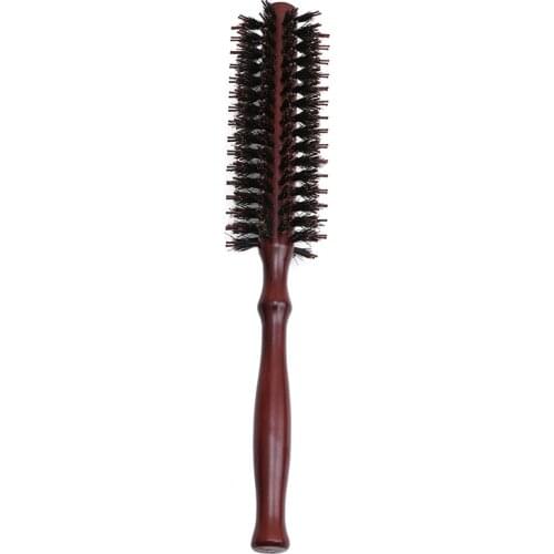 1PC Portable Bristles Hair Brush Comb Round Anti-static Curly Comb Twill With Wood Handle For Hair Styling Curling