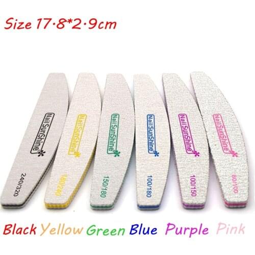 1PC Professional Nail File Half Moon Sandpaper Nail Sanding Blocks Grinding Polishing Nail Care Beauty Tools 100/120/150/180/240
