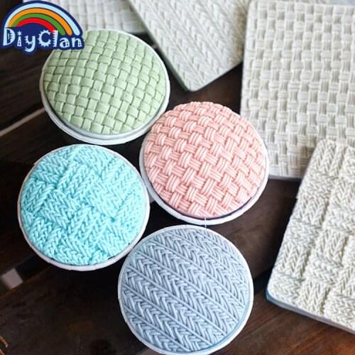 14 styles knitting Fondant silicone molds knit printing pad texture template cake decorating mold kitchen baking tools F0815D
