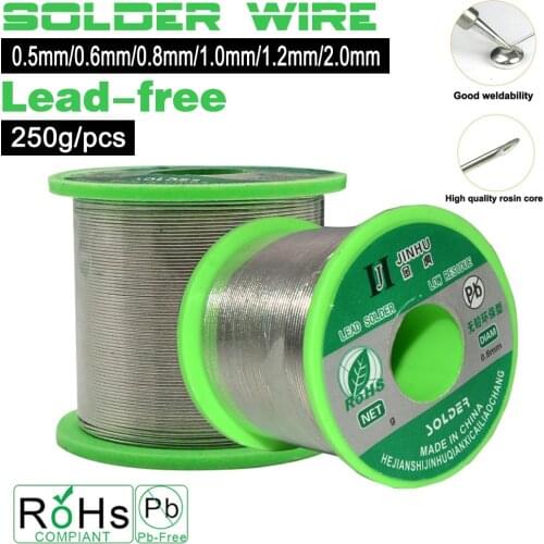 250g Lead-Free Sn99.3 Cu0.7 Solder Wire 0.5mm-2.0 mm Unleaded Lead Free Tin Rosin Soldering Wires for Electrical Solder RoHs