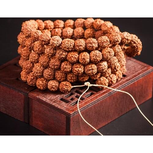 5/7/9mm Natural Rudraksha Mala 108 Beads Hindu Prayer Meditation Buddhist for Necklaces Meditation Practice Bracelet Accessories