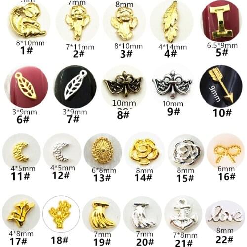 50pcs/pack Japan Metal Nail Accessories Kawaii Angel Moon Hollow Leaf Nail Parts DIY Charm Alloy Supplies for Nail art