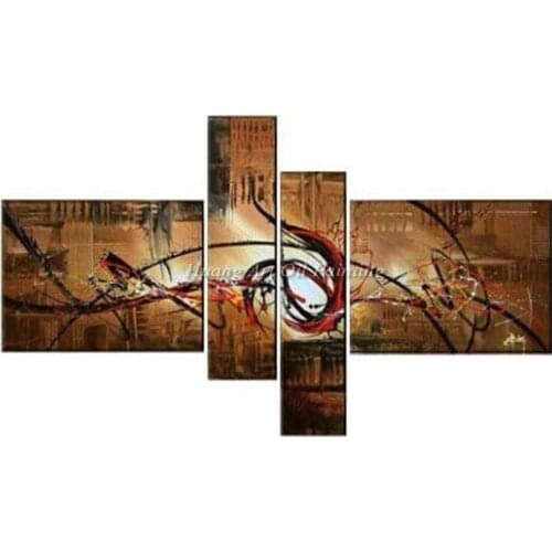 Hand Painted Abstract Group Of Paintings on Canvas Brown Oil Painting Wall Art For Living Room Decor Modern Paintings Gift