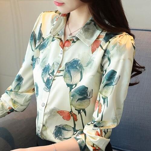 Blusas Mujer De Moda 2021 Blouse Women Turn Down Collar Office Blouse Long Sleeve Print Chiffon Blouse Shirt Women Blouses A114