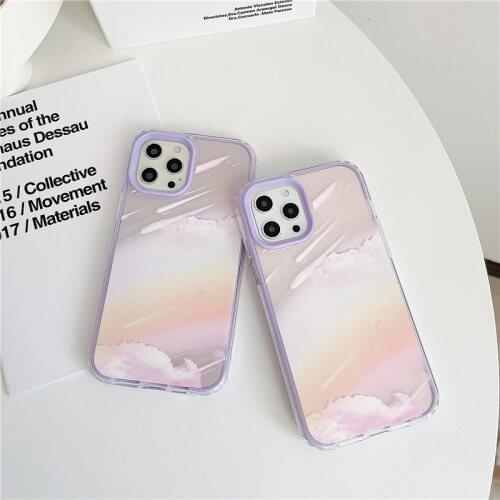 Retro Starry sky meteor nebula dream Sunset glow Phone Case For iPhone 11 12 Pro Max Xs Max XR Xs 7 8 Plus 7Plus case Cute Cover