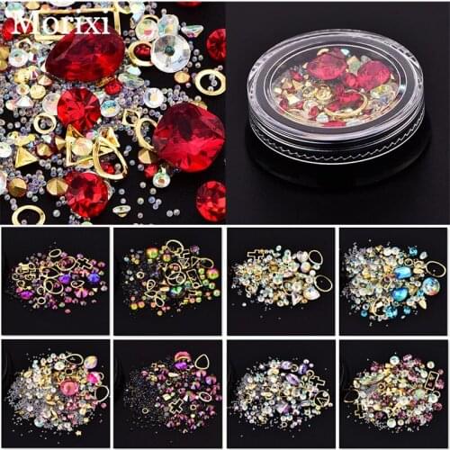 Colorful Mixed shape 3D Rhinestone glitter nail art decorations Alloy Metal Frame nail stones DIY Nail Art Accessories BZ012