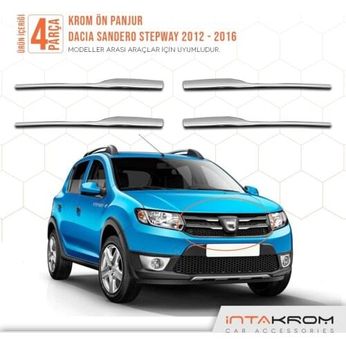 Dacia Sandero Stainless Chrome Accessory Stepway Front Grille 4 Piece 2012 2013 2014 2015 2016 Car Accessories