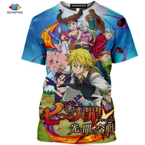 SONSPEE Anime The Seven Deadly Sins Mens T-shirt 3D Print Nanatsu no Taizai Tshirt Women Casual Fitness Shirt Meliodas Escanor
