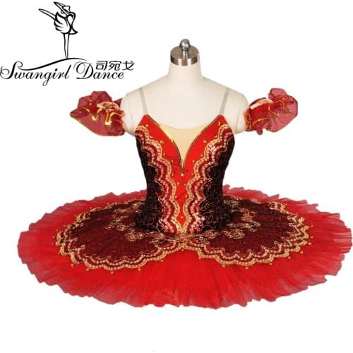 Hot sale red swan lake pancake nutcracker ballet tutu for performance girls professional ballet tutu costumesBT8941