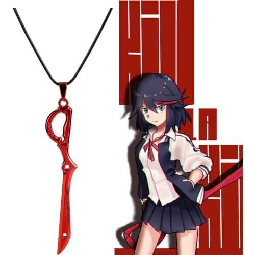 Kill La Kill Weapon Model Scissor Necklace Alloy Pendants Necklaces Trendy Jewelry Leather Cord Necklace Women Men Anime Trinket