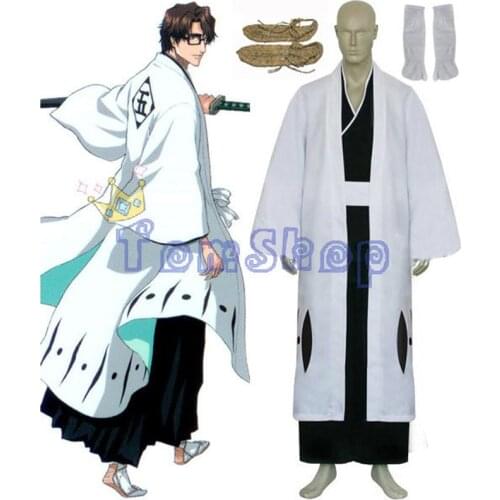 Anime Bleach 5th Division Captain Aizen Sousuke Cosplay Kimono Uniform Suit Mens Halloween Costumes Custom Size free shipping