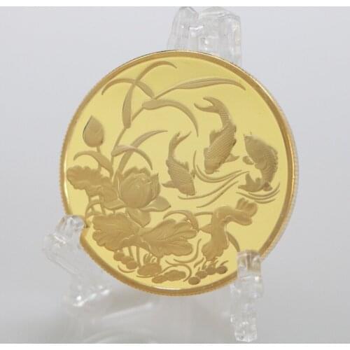 Chinese Koi Fish Commemorative Coin Collection Feng Shui Coin Lucky Gold Coin Animal Love New Year Coin Challenge Coin