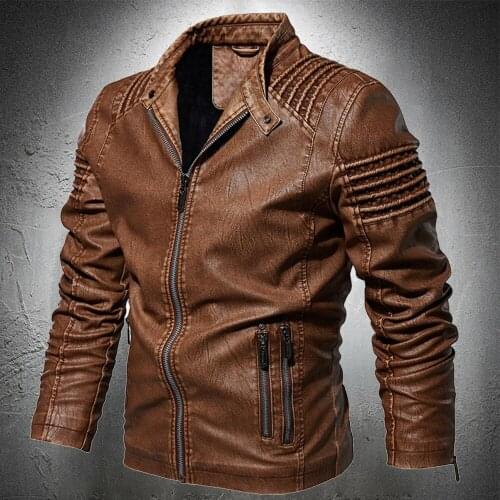 Classical Locomotive Leather Jackets Spring Mens Pull Style Jacket Youth Handsome Stand Coats Fashion Solid Color Leather Coat