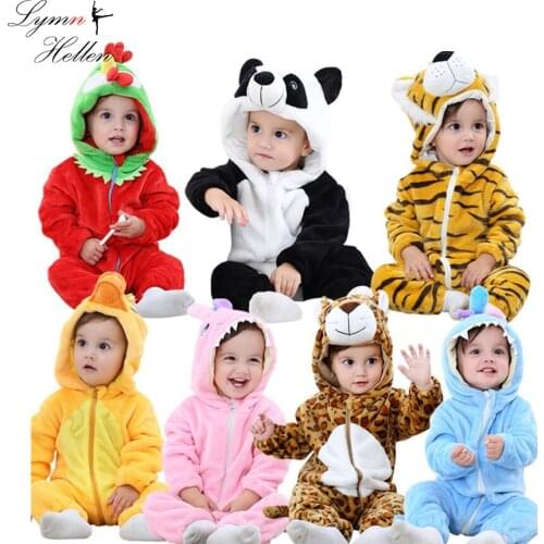 Romper Jumpsuit Set Clothes Cartoon Animal Baby Clothing Warm Flannel kids Siamese Newborn Boy Girl Autumn Winter Play Mats