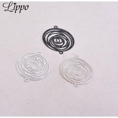 50pcs AB2778 25mm*30mm Round Flower Connectors Prints Charms For Making Earrings